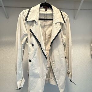 Dana Buchman White Trench Coat with Black Trim